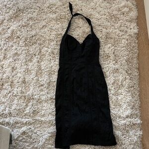 Vintage bebe Black Halter Midi Dress